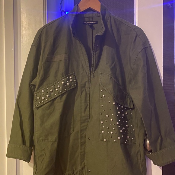 Zara Jackets & Blazers - Zara military jacket khaki green & pearls